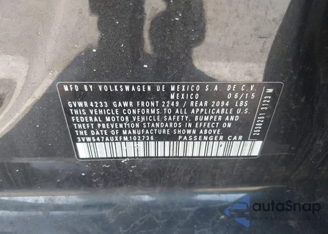 2015 Volkswagen Golf Gti 2.0T Se W/Performance Package 4-Door z USA, uszkodzony, nr VIN 3VW547AUXFM102736